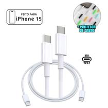 Cabo Fio Carregador Compativel De Iphone 15 16 Pró Max Tipo Trançado Turbo Branco