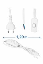 Cabo Fio Elétrico branco 1.20m para Abajur e Luminária com Interruptor Liga/Desliga Integrado Cabo Fio Elétrico branco 1.20m para Abajur e Luminária com Interruptor Liga/Desliga Integrado