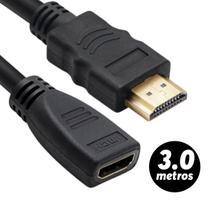 Cabo Fio Extensor HDMI Fêmea Macho 3.0 Metros 3m 4K 1080P Prolongar Aumentar Ampliar Crescer