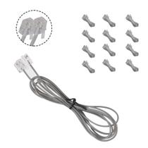 Cabo Fio Telefonico RJ11 1M e 60cm Kit 50 uni Fax Telefone Fixo Extensao Resistente Fino