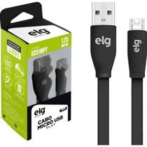 Cabo Flat Micro USB EC510PT 1,25m Preto ELG Cabo Flat Micro USB EC510PT 1,25m Preto ELG