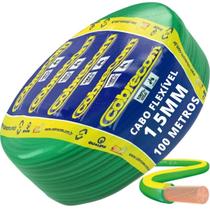 Cabo Flexível 750v 1,5mm Verde/Amarelo 100 Metros Cobrecom Cabo Flexível 750v 1,5mm Verde/Amarelo 100 Metros Cobrecom