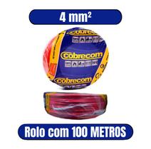 Cabo Flexível 750V 4mm² Vermelho - COBRECOM (ROLO COM 100 METROS)