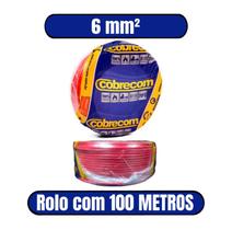 Cabo Flexível 750V 6mm Vermelho - COBRECOM (ROLO COM 100 METROS)