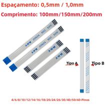 Cabo Flexível Plano 5PCS FPC FFC Ribbon 0.5MM 1.0MM Passo 4-60 Pinos 5CM 10CM Tipo a Tipo B