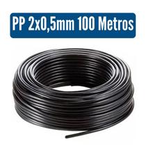 Cabo Flexível PP Fio P/ Extensão 2x0,5mm Rolo com 100 ou 50 Metros Preto/Branco Cabo Flexível PP Fio P/ Extensão 2x0,5mm Rolo com 100 ou 50 Metros Preto/Branco