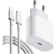 Cabo + Fonte Compatível iPhone 11 12 13 14 15 Pro Max Usb-c 20w