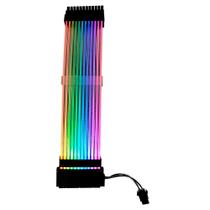 Cabo Fonte Sleeved Placa mãe 24p Rise Mode Aura Full Black, ARGB, Preto - RM-SL-RGB