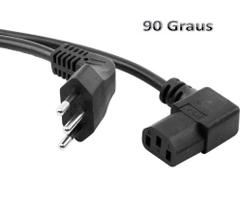 Cabo Força Tripolar para Pc Tv Monitor Conector 90º em L - 1,5 Mts