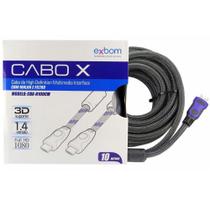 Cabo Hdmi 1.4 3d 1080p Full Hd C/ Filtro Tv Lcd Plasma Ps3 Exbom - 10 Mts