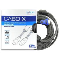 Cabo Hdmi 1.4 3D Full Hd 1080p Com Filtro Tv Lcd Led Xbox Ps3 Exbom 5 Mts