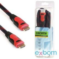 Cabo Hdmi 1.8 Metros Blindado Com Malha De Nylon E Filtro Od6.8 V1.4 3D Full HD 1080 Exbom Cbx-H18cm