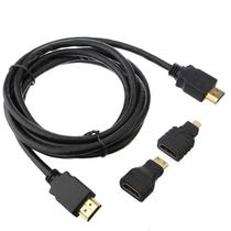 Cabo Hdmi 1,5 Metros Com Adaptador Micro Hdmi E Mini Hdmi Cabo Hdmi 1,5 Metros Com Adaptador Micro Hdmi E Mini Hdmi