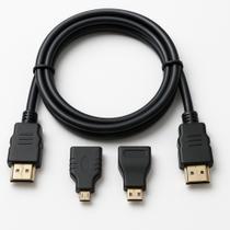 Cabo HDMI 1,5m com Adaptadores Mini HDMI e Micro HDMI Kit 3 em 1 para Câmeras, Notebooks e TVs