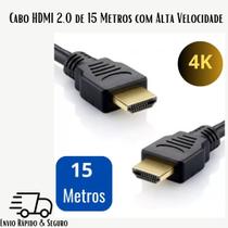 Cabo HDMI 15m Gold 4K 3D Full HD Blindado para Conexão de TV e PC - Velocidade de Transferência Rápida