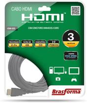 Cabo HDMI 2.0 4K 3D Ultra HD 19 Pinos Compatível Com TV e Video Game 3 Metros - Brasforma