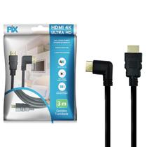 Cabo HDMI 2.0 4K HDR 19 Pinos Plug 90 Graus 30AWG 3 Metros - Pix Cabo HDMI 2.0 4K HDR 19 Pinos Plug 90 Graus 30AWG 3 Metros - Pix