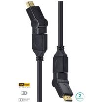 Cabo Hdmi 2.0 4k Ultra Hd 3d Conexão Ethernet Conectores 360 2 Metros - H20b360-2 Cabo Hdmi 2.0 4k Ultra Hd 3d Conexão Ethernet Conectores 360 2 Metros - H20b360-2