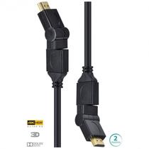 Cabo hdmi 2.0 4k ultra hd 3d conexao ethernet conectores 360 2 metros - h20b360-2 Cabo hdmi 2.0 4k ultra hd 3d conexao ethernet conectores 360 2 metros - h20b360-2