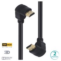 Cabo HDMI 2.0 4K ULTRA HD 3D Conexao ETHERNET Conectores 90* 2 Metros - H20B90-2