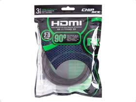 Cabo HDMI 2.0 90 4K Ultra HD 3D Chip Sce - 19 pinos - 3 metros - 018-3323