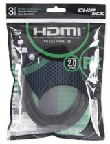 Cabo HDMI 2.0 Premium - 3 metros - 19 pinos - 4K UltraHD 3D - Chip SCE 018-2223 Cabo HDMI 2.0 Premium - 3 metros - 19 pinos - 4K UltraHD 3D - Chip SCE 018-2223