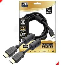 Cabo hdmi 2.0v ultra hd 4k 3d com filtro 5mt dourado