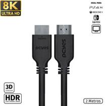 Cabo hdmi 2.1 8k ultra hd pcyes 28awg com ethernet 2 metros