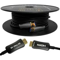 Cabo Hdmi 2.1 Fibra Óptica 8k 60hz 48g Ouro 60 Metros