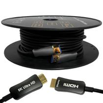 Cabo Hdmi 2.1 Fibra Óptica 8k 60hz 48g Ouro Tv Ps4 30 Metros