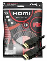Cabo HDMI 2 Metros 2.0 19 Pinos 3D 4K HDR Banhado a Ouro PIX
