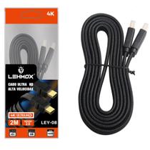 Cabo HDMI 2 metros HD Alta Velocidade 2.0 4k Ultra HDTV 1080p LEHMOX - LEY-08