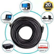 Cabo Hdmi 20m 20 metros 4k 1.4 High Speed Blindado Resistente Pino Dourado