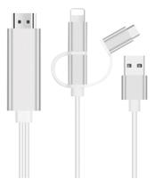 Cabo Hdmi 2k 1080p 3x1 Tipo C Micro Usb V8 Lightningg Para Hdmi Adaptador hdmi Cabo Conversor de Vídeo para Espelhamento e Carregamento