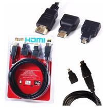 Cabo Hdmi 3 Em 1 Micro E Mini 1.5m 1080p Adaptador 3 Pontas