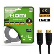 Cabo HDMI 4K 2 ou 3 metros 2160p Ultra HD HDR 3D 2.0 19pin Ultra High Speed 2m/3m BRASFORMA