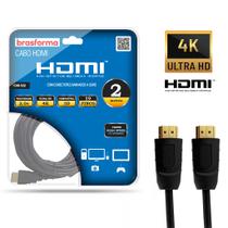 Cabo HDMI 4K 2 ou 3 metros 2160p Ultra HD HDR 3D 2.0 19pin Ultra High Speed 2m/3m BRASFORMA
