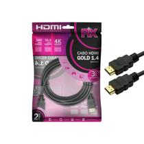 Cabo HDMI 4K 340Mhz 10.2Gbps Versão Gold 1.4 2 Metros PIX Cabo HDMI 4K 340Mhz 10.2Gbps Versão Gold 1.4 2 Metros PIX