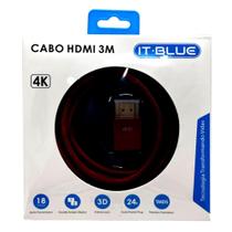 Cabo HDMI 4K Blindado Ponteira de Ouro 24k 3 metros Full HD 18Gbps - It-Blue