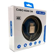Cabo HDMI 4K Blindado Ponteira de Ouro 3 metros Ultra HD