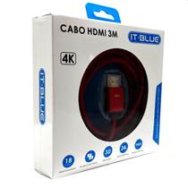 Cabo HDMI 4K Blindado Ponteira de Ouro 3 metros Ultra HD