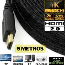 Cabo HDMI 5 metros 4k 2.0 Full HD 1080p 3D Conector Dourado Alta Qualidade - CJR