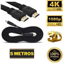 Cabo Hdmi 5 Metros Tipo Flat Alta Resolução 4k 3d