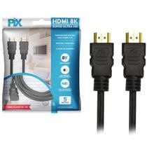 Cabo HDMI 5M 2.1 8K HDR 19P 26AWG Preto PIX 018-1035 Cabo HDMI 5M 2.1 8K HDR 19P 26AWG Preto PIX 018-1035