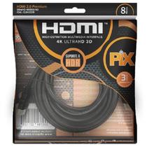 Cabo Hdmi 8m 2.0 19 Pinos Ethernet 8 Metros 4k Ultra Hd 3d - PIX