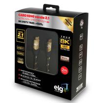 Cabo HDMI Alta Performance Premium v2.1, 8K Ultra HD 144Hz, Revestido em Nylon Balístico, Conectores em Ouro 24K, 2 metros, Preto, HS8K20, ELG Cabo HDMI Alta Performance Premium v2.1, 8K Ultra HD 144Hz, Revestido em Nylon Balístico, Conectores em Ouro 24K, 2 metros, Preto, HS8K20, ELG