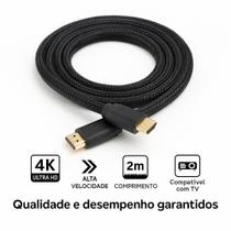 Cabo HDMI Alta Velocidade 2 Metros 4k Ultra HD Alta Transmissão Videogames Notebooks Projetores