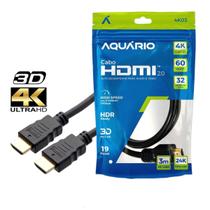 Cabo HDMI Blindado 2.0 19 Pinos 3D 24K Ponta Ouro 3 Metros - Aquário