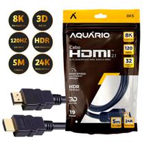 Cabo HDMI Blindado 8K 2.1 19 Pinos 3D 24K Ponta Ouro 5 Metro - Aquario