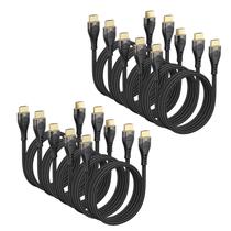Cabo HDMI DIOOEER 10K 8K HDMI 2.1 3,3 pés, pacote com 10 unidades de nylon trançado Cabo HDMI DIOOEER 10K 8K HDMI 2.1 3,3 pés, pacote com 10 unidades de nylon trançado